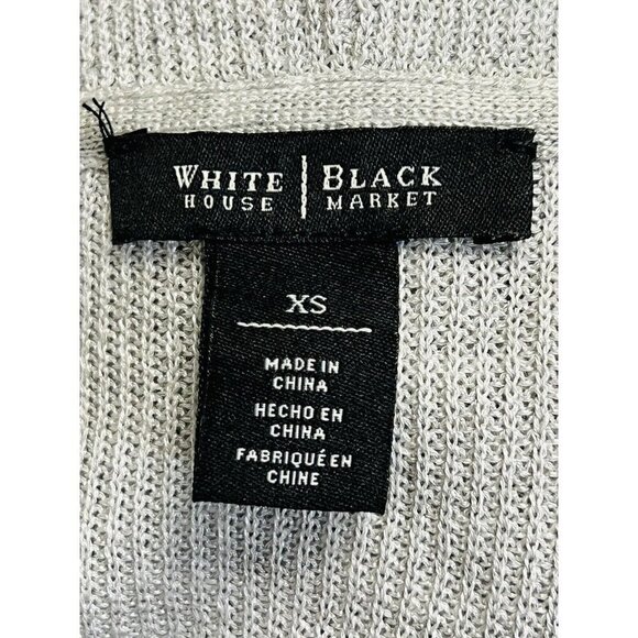 White House Black Market Open Front Drape Cardigan Metallic Silver L/S Size XS - Picture 3 of 12